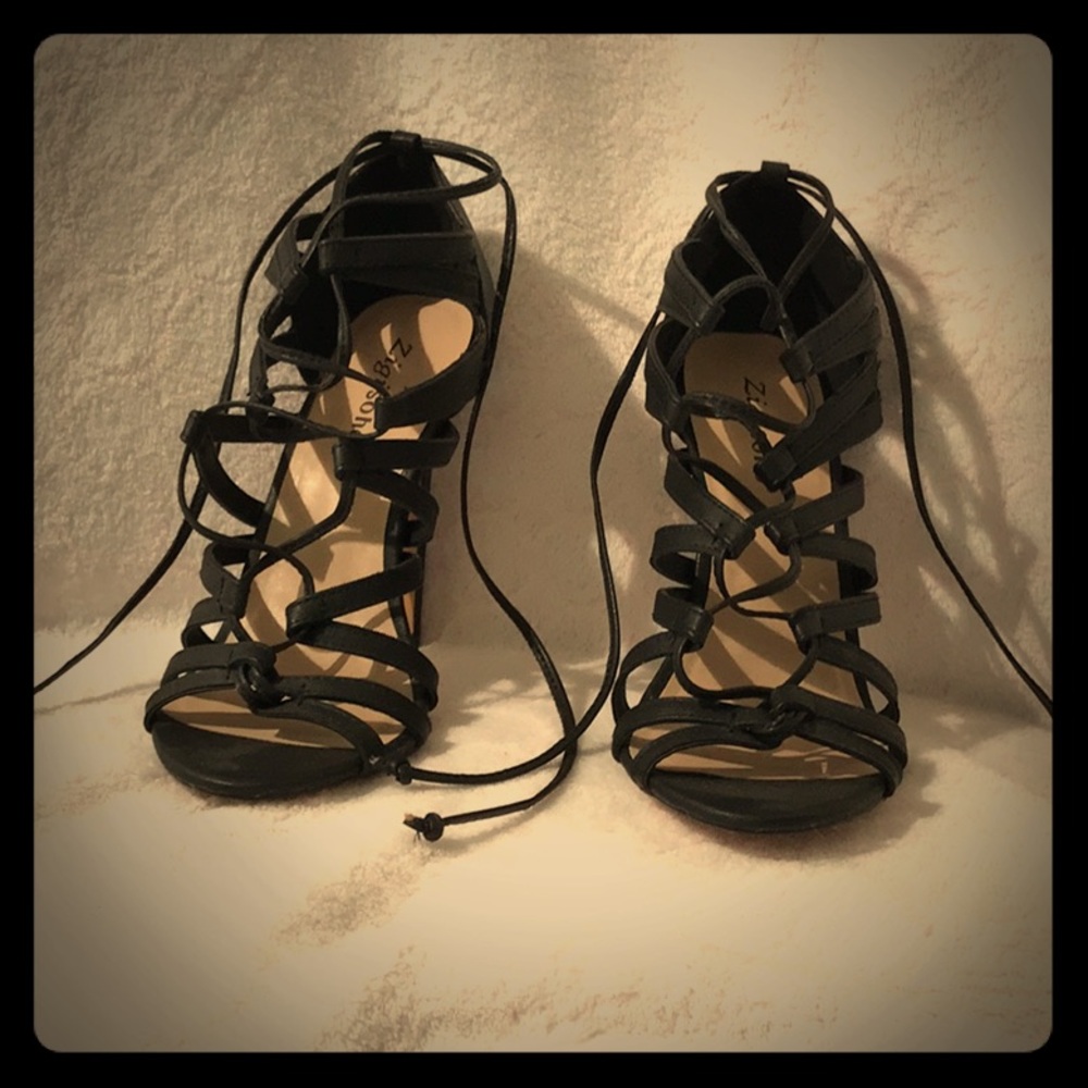 Black laced up heels